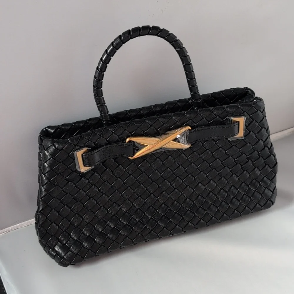 JW PEI Black Woven Elora Tote Bag Purse - Picture 2 of 13